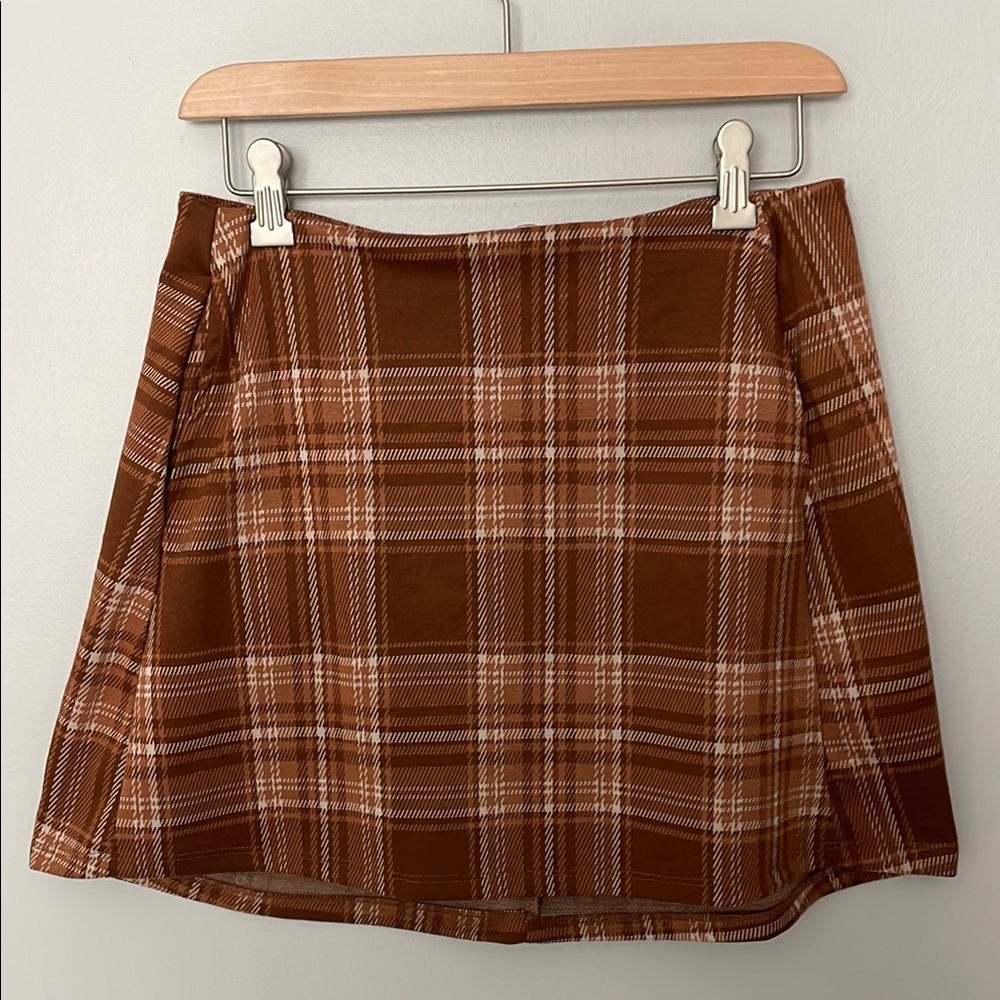 Altar'd State Brown Mini Skirt with Pockets